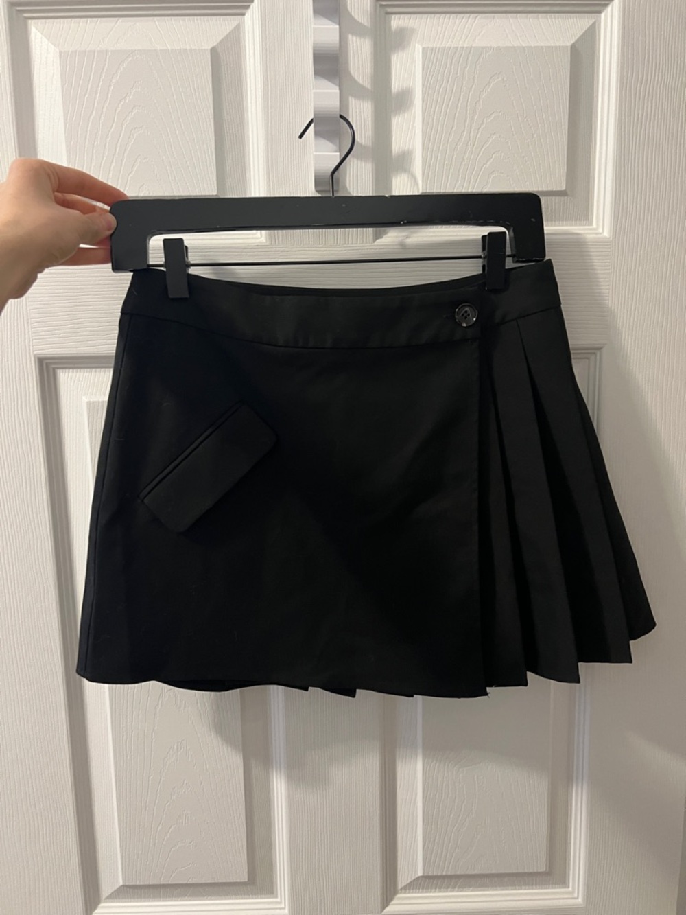 Rails Black Pleated-Asymmetrical Mini Skirt